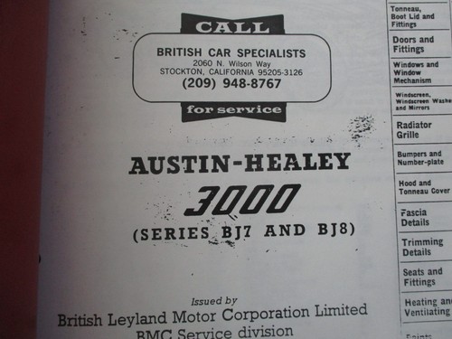 Body service parts list - service,