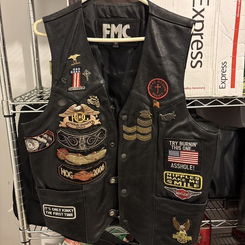 Vintage fmc leather - biker, vest