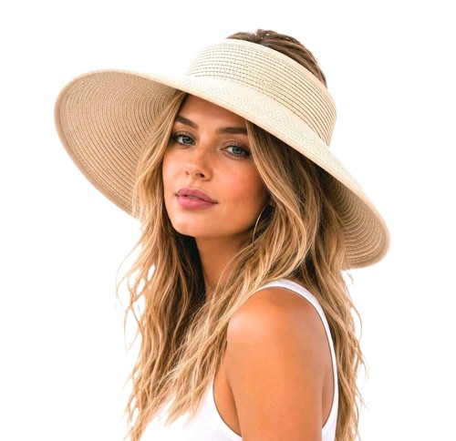 Foldable straw hat wide - foldable,