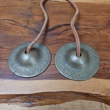 Vintage Tingsha Metal Bell, Cymbals Tibetan Buddhist Handmade ? Bronze 