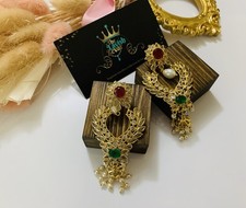 Gold Red & Green Stone Jhumka