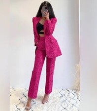 ZARA NEW WOMAN FITTED LACE BLAZER FLORAL JACKET Trousers Size Xs REF: 8483/579