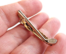 Vintage NIPPY CLIP Tie Clip Tie Pin Gold Tone Golf Club Design Golfer  FREE P&P