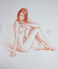 Original Female  red Crayon on