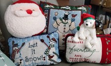 5 Vtg Christmas Pillow Lot