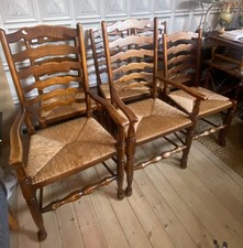VINTAGE LANCASHIRE STYLE OAK RUSH DINING CHAIRS