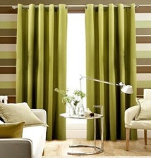 EYELET CURTAINS LIME GREEN THERMAL BLACKOUT  53 INCH 135cm x 90 INCH 229cm  SALE