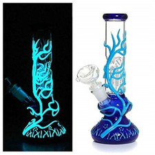 10inch Tall Fluorescence Glass Bong Cool Recycle Glass Smoking Illuminate Bongs