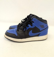 Kids AIR JORDAN 1 Hyper Royal Blue/Black 554725-077 Mid Trainers UK5 - K09