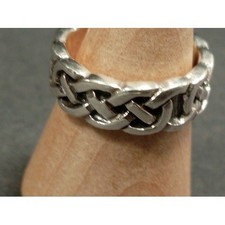 Solid 925 Sterling Silver Celtic Knot Ring Band Size UK 'I' wedding band irish