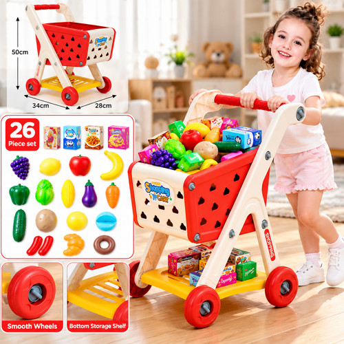 Kids shopping trolley 26pc - shopping,
