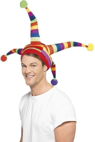 Rainbow coloured jester - rainbow, hat