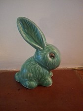 Vintage Sylvac Snub Nose Rabbit 5 Inches Green Backstamped 