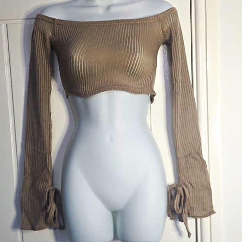 Beige off shoulder - long, sleeve