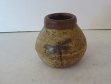 Trevor Corser? Studio Pottery Toothpick Holder With Dragonfly, Marked