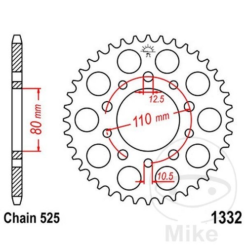 Sprocket teeth pitch 525 - teeth,