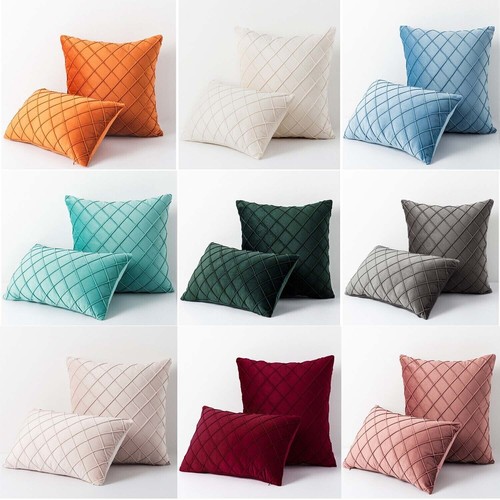 Velvet check cushion cover - velvet,
