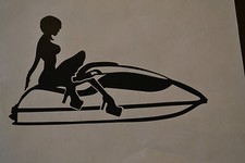 WOMAN GIRL ON BLACK JETSKI JET