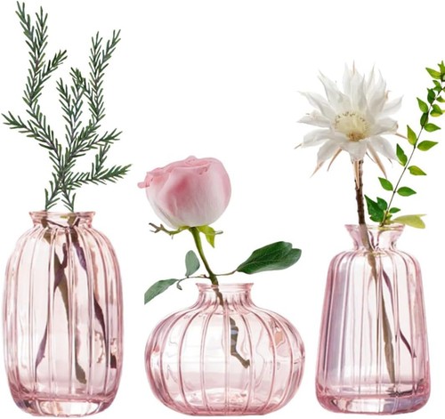 Glass bud vase set small - 3-,