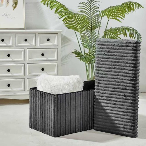 Ribbed ottoman storage box - ribbed,