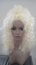 80's Womens Blonde Charlotte Perm Curly Cher Ladies Wig  Accessory Fancy Dress
