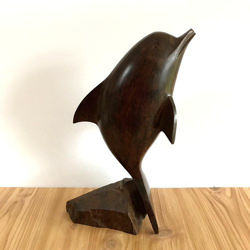 Dolphin wood carving - wood,