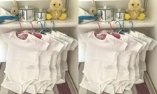 10 PACK White Babygrows 3-6M 100% Organic Cotton Plain Short-Sleeve Bodysuit NEW