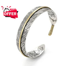 925 silver feather cuff - silver, bangle