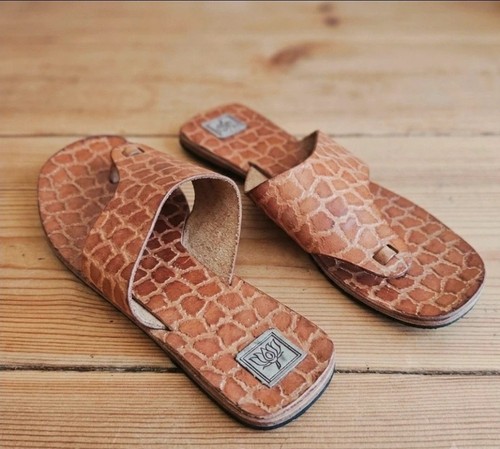 Vintage tan leather croc - tan,