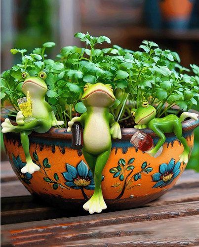 3pc frog garden statues - 3pc,