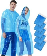 5pc Waterproof Poncho Adult Disposable Rain Poncho Festival Raincoat Theme Park