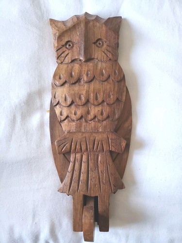 Vintage wood carved owl - wood,
