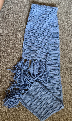 Blue handmade kitted scarf - kitted,