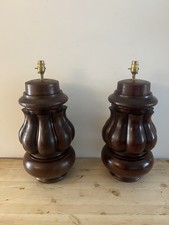 Xl Wood Turned Mahogany Table Lamps Very Heavy Billiard Table Recreated Base Vtg