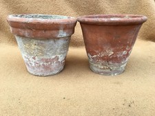 2 Terracotta flower pots, 5" high, 6" diameter at rim (12.5 & 15cm)