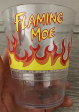 The Simpsons "Flaming Moe" Hard Plastic Glass From Universal Studios Hollywood