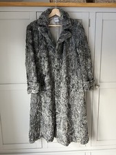 Vintage Jama full length grey curly lambswool coat