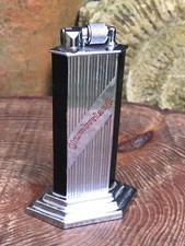 Vintage 1940's Mcmurdo chrome table petrol lighter rare Slumberland advertising