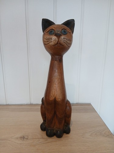 Ornamental wooden cat - cat, 12.5"