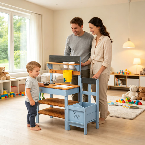 Wooden play kitchen kids toy - wooden,