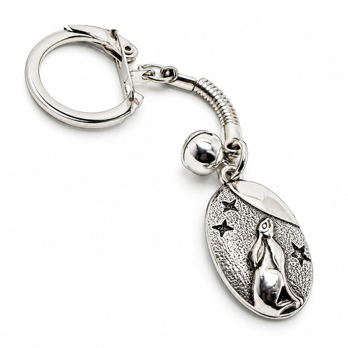 Moon gazing hare keyring - moon,