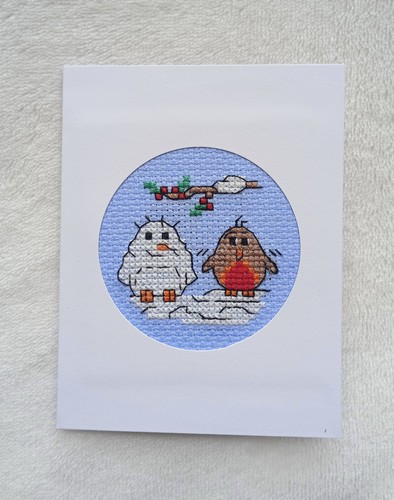 Handmade cross stitch card - cross,