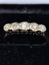 Vintage 1950s 18ct Gold Platinum Diamond Ring | Five Stone VS G–H