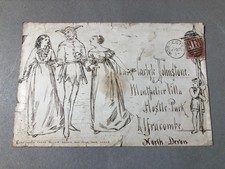 ILFRACOMBE from Worcester 1874 hand illustrated cover with 1d red and wax seal