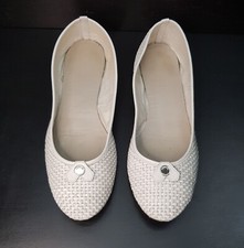 ARMANI SIZE 5UK EUR38 WOMENS WHITE WOVEN LEATHER BALLET FLATS COMFORT SHOES PUMP