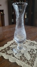 Vintage Fucsia Royal Doulton Etched Crystal Vase 16.5 CM