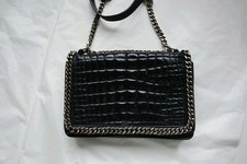 Zara Black Real Leather Croc