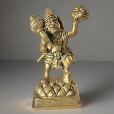 Solid Brass Hanuman Statue Lifting Sanjeevani Booti Mountain 10.5cm / 4”
