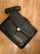 Dell Executive Leather Laptop Bag 14 x 17 Black Briefcase Shoulder Strap -good