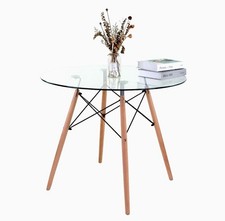 Retro Luxury Glass Round Dining Table Eiffel Design
